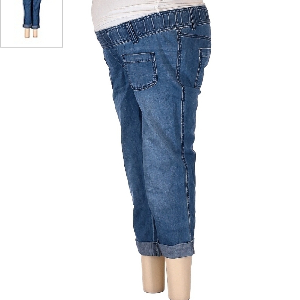 Old Navy Maternity Cropped Denim Blue Jeans Women's Size 6 Stretch Waist EUC